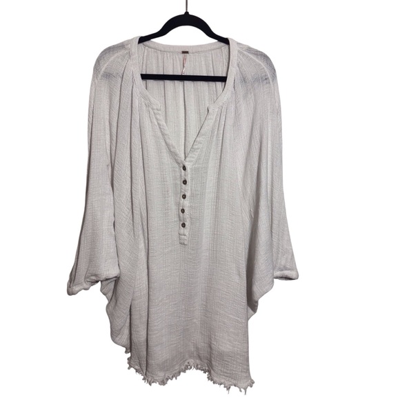 Free People Tops - Free People Size X-Large White Boho Western Beach Oversized Batwing Blouse Top